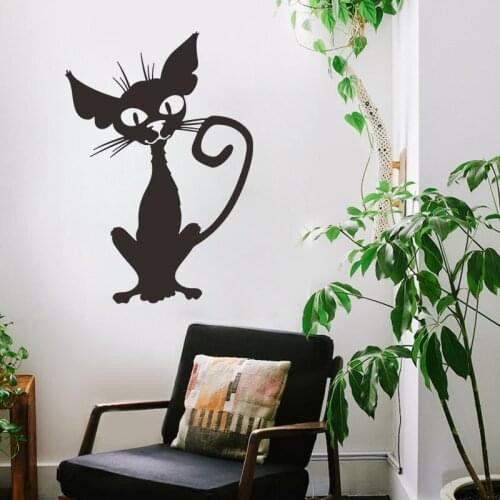 Black Cat and Mouse Animal Wall Sticker Household Room PVC Window Decals Mural DIY Decoration Removable Wall Stickers Home Decor