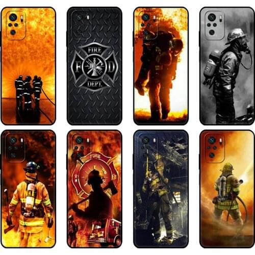 Black tpu Case For Xiaomi Redmi 9T Case Redmi Note 9T Note 10 Pro Case Firefighter Heroes Fireman