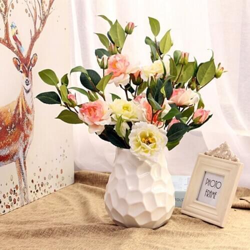 Home Wedding Decoration White Vase Europe Brief Matt Diamond Porcelain Vase Modern Fashion Ceramic Flower Vase