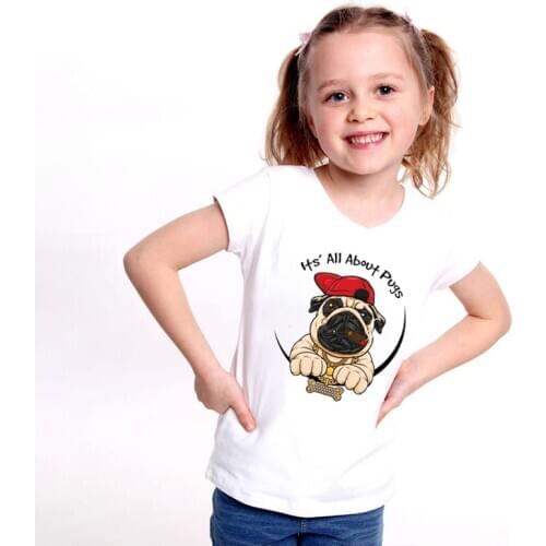 Fashion Cute Cartoon Pug Christmas Dog Print 2021 New Summer Baby Boys Tshirt Kids T-Shirts Children Girls Top Clothes