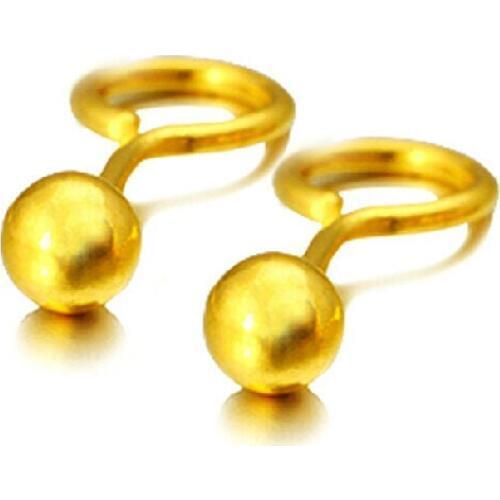 Pure 24K Yellow gold Smooth Ball Earrings MINI Stud Earrings
