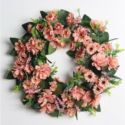 Simulation Wreath Nice Textures Bright Colors Rattan Handmade Wreath Floral Artificial Simulation Garland Wreath for Offices