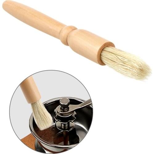 Coffee Grinder Brushes Wood Handle & Natural Bristles Coffee Machine Brush Machine Group Head Cleaning Kitchen Tools