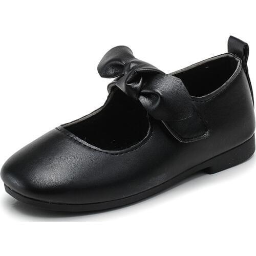 New Spring Leather Shoes For Girls Casual Comfortable Butterfly-knot Hook & Loop Soft Bottom Asakuchi Princess Girls Kids Flats
