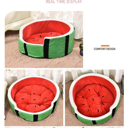 Round Watermelon Strawberry Pet Bed Soft Comfortable Sphinx Cat Bed Free Shipping Dogs Accessories Cute Chihuahua Small Dog Bed