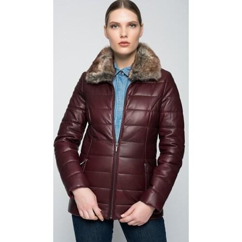 Real sheepskin burgundy genuine leather jacket, new winter fashion, Fast-Fashion fashion house