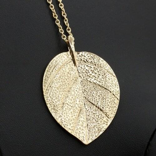 Fashion Jewelry Minimalist Necklace For Women Necklaces Pendants Lariat Chain Big Leaves Pendant Statement Jewelry Girl Gift