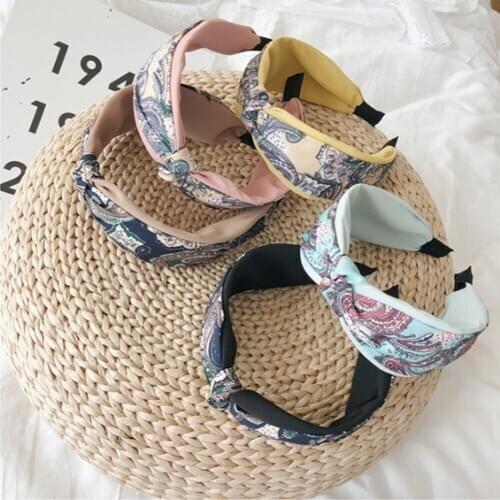 Fashion hair accessories women floral knotted broad-brimmed headband totem wash face retro headband wild girl hair band headwear