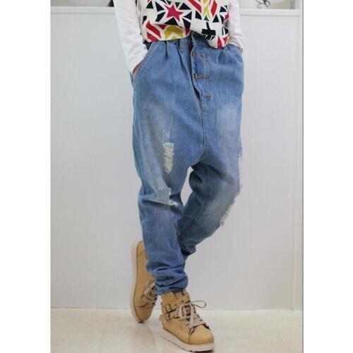 Mens Jeans Men Harem Denim Pants American Baggy Jeans Loose Trousers SHIERXI