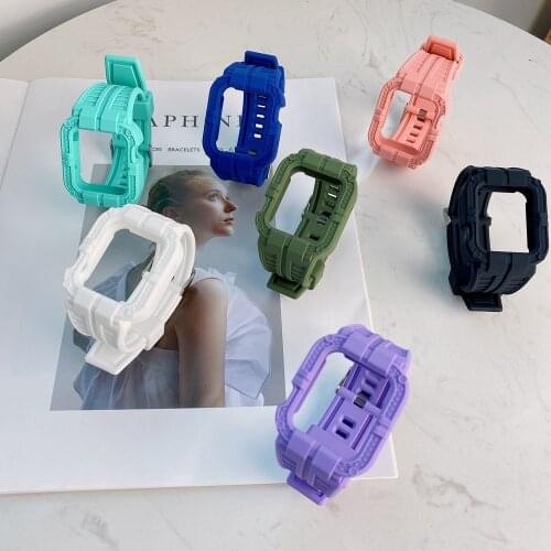 Soft Rubber Protector Strap for Apple Watch 40mm 44mm 6SE Bracelet Correa for iWatch Band 5 4 3 2 38mm 42mm Anti-shock Wristband