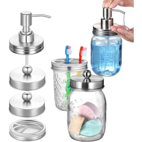 Mason Jar Bathroom Accessories Lids Set -Jars Not Included -Soap Dispenser,Toothbrush Holder,and Apothecary Storage Jars helpful