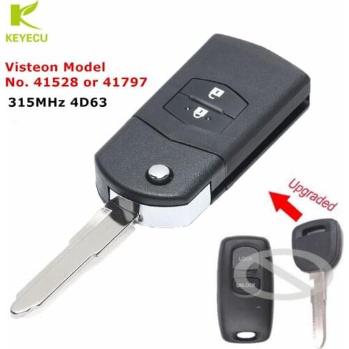 KEYECU 2 Button Upgraded Flip Remote Car Key Fob 315MHz 4D63 for Mazda Visteon Model No. 41528 or 41797