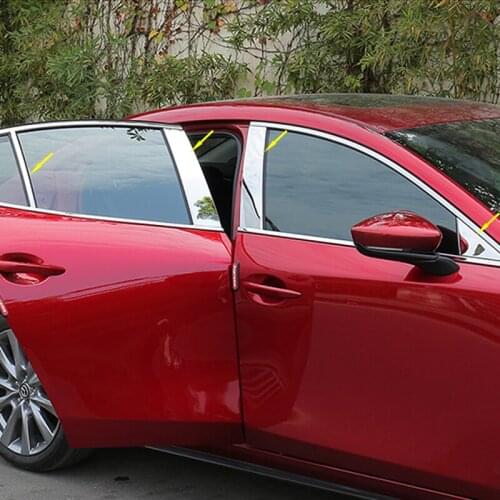 Window Pillar Trims Exterior Accessory For Mazda 3 Mazda3 2020 Stainless Steel Window Center Pillar Post Cover Strip Trim