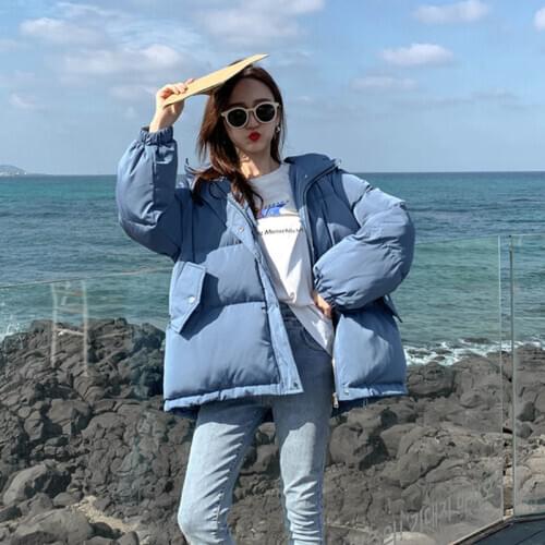 2020 Autumn and Winter Short Purple Cotton Coat WOMENS Dress Korean-style Loose-Fit Woman Jacket Coat Big Size Fashion