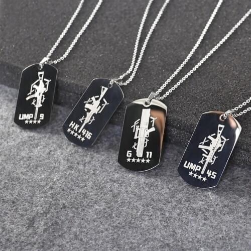 Girls Frontline UMP45 404 HK416 G11 AK12 Dog ID Tags Necklace Fashion Pendant Chain Choker Accessories Jewelry Cosplay Gift