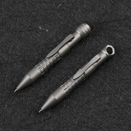 Portable EDC MINI Pen Titanium Alloy Bolt Action Pen Tactical EDC Ball Point Pen Tools with Pocket Clip for Office School