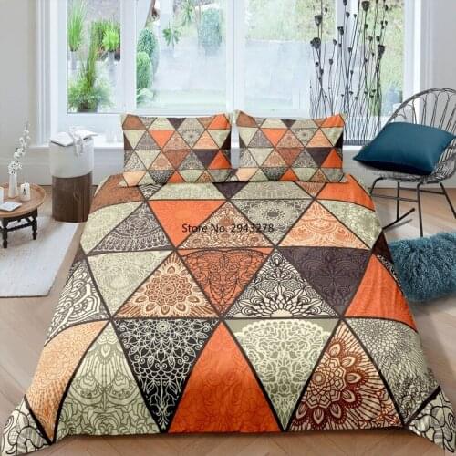 Bohemian Flower 3D Print Bedding Sets Luxury Mandala Comforter Duvet Cover Pillowcase Geometric Lines Queen King Size Bedclothes