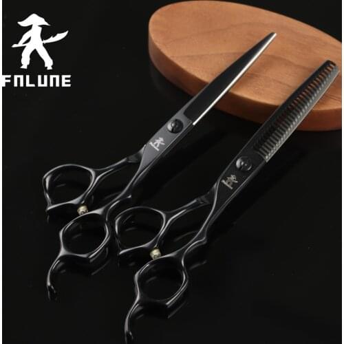 FnLune 6.0inch 440c Professional Hair Salon Scissors Cut Barber Accessories Haircut Thinning Shear Hairdressing Tools Scissors