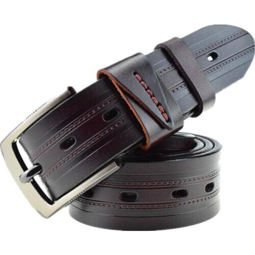 2020 Luxury Belts for Men Fashion Personality Pin Buckle High Quality Genuine Leather Male Business Belts