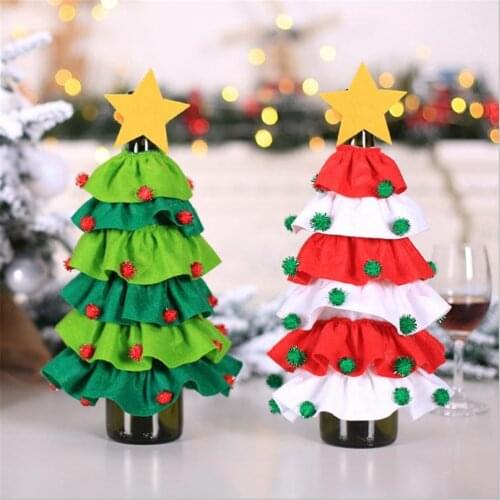 Christmas Tree Sticky Hairball Five-Star Red Wine Bottle Set Cover Restaurant Hotel Layout Props Christmas Decorations
