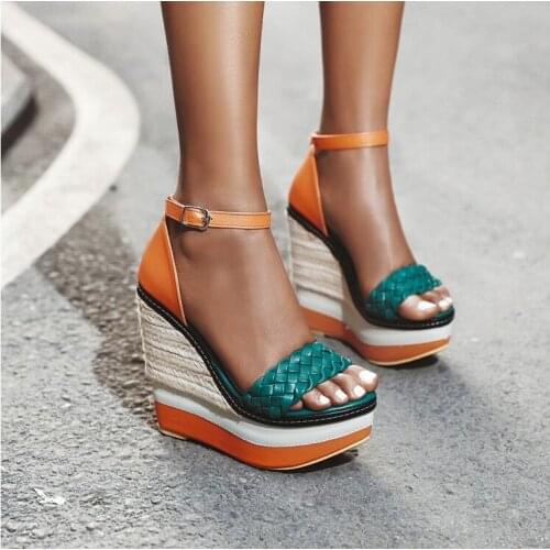 Super high women summer wedge sandals women platform fashion high heel sandals ankle strap open toe ladies shoes