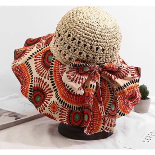 Ladies Straw Hat Summer Anti-ultraviolet Big Brim Beach Sun Hats Outdoor Outing Seaside Breathable Straw Fisherman Cap