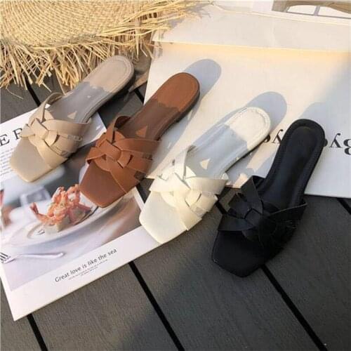 Hot Women Brand Slippers Summer Slides Open Toe Flat Casual Shoes Leisure Sandal Female Beach Flip Flops Big Size 35-43