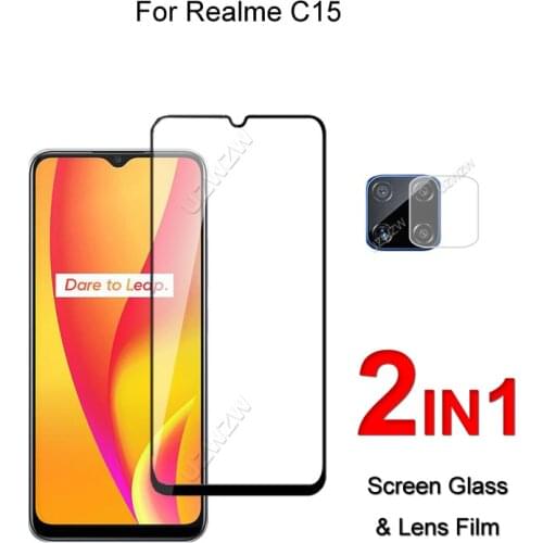Full Cover Glass For Realme C15 Screen Protector Protective Tempered Glass Explosion Proof & Camera Lens Film