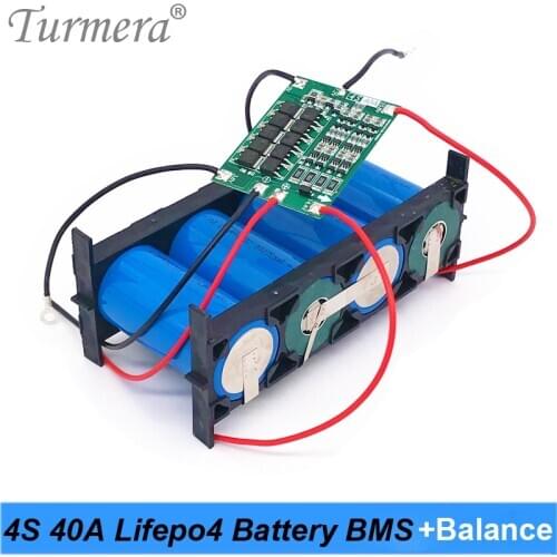 Turmera 4S 40A 12.8V 14.4V 32650 32700 Lifepo4 Battery Balanced BMS for Electric Boat Uninterrupted Power Supply 12V Car Battery