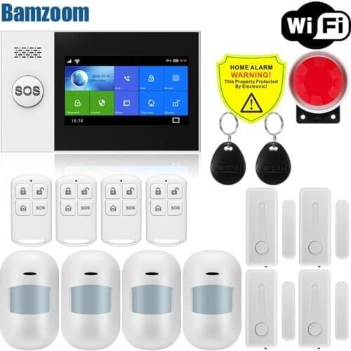 WiFi GSM home Security Protection smart Alarm System Touch screen Burglar kit Mobile APP Remote Control RFID Arm and Disarm
