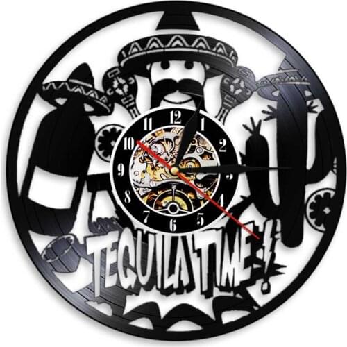 Tequila Beverage Drink Vinyl Record Wall Watch Clock Modern Design Wall Art Decor Kitchen Wall Clock Unique Gift Ideas