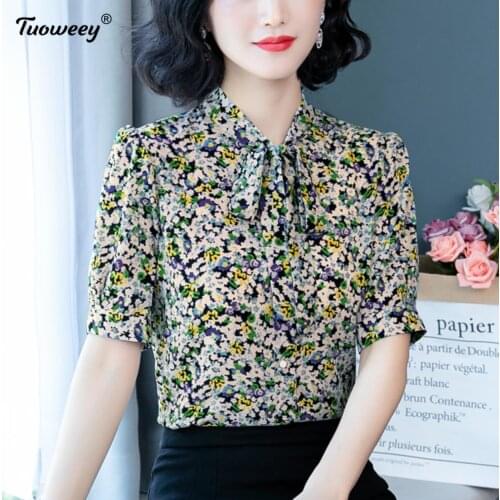 Vintage Chiffon ruffle Blouse Women floral Blusas Mujer De Moda 2021 Summer Korean Style 3XL Plus Size Tunic Tops Shirts