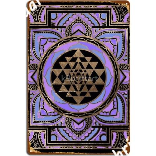 Golden Sri Yantra Sri Chakra In Pastel Lotus Poster Metal Plaque Wall Cave Garage Club Poster Printing Tin Sign Poster