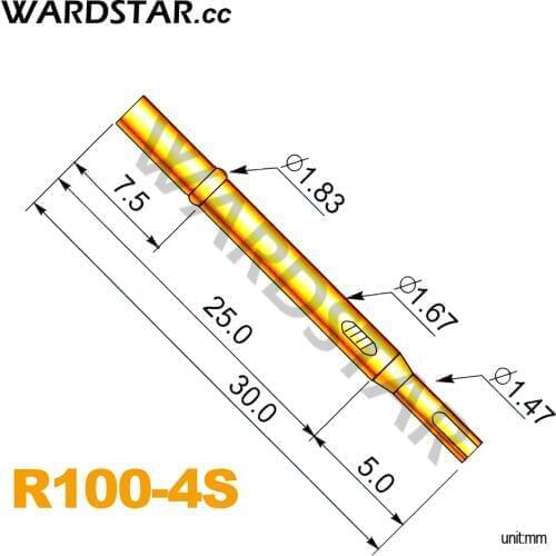 100pcs/lot R100-4S Length 30.0mm Spring Probe Test Probes Pogo Pin Receptacle Wholesale