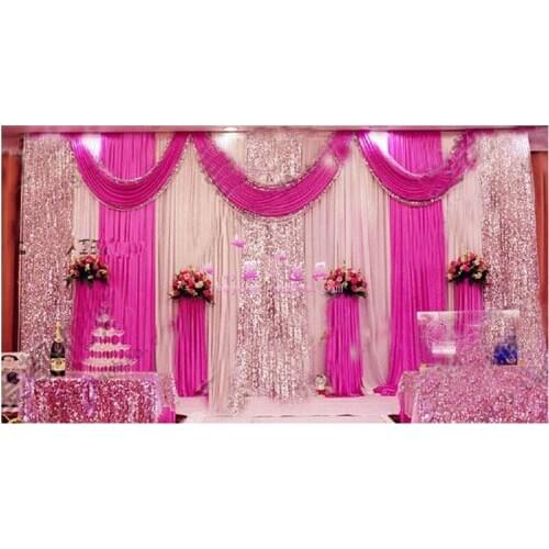 2018 hot style 10ft*20ft fuchsia Wedding Backdrop with sequin hot pink Wedding Curtain Wedding decoration