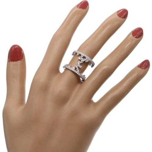 2020 untique silver color black ring for women luxury aaa cz paved delicate dainty double finger tiny ring top quality