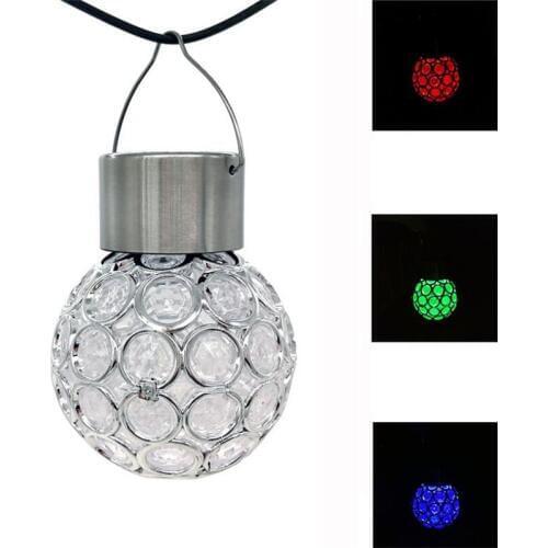 3pcs Waterproof Solar ball light Rotatable Outdoor Sun Fast Charing Camping Hanging Lights Stainless Stell+Plastic LED Bulb