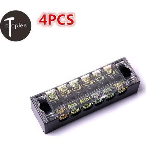 NEW 4PCS TB-1506 600V 15A 6 Positions Screw Electric Wire Connector Barrier Strip Terminals Block For Electrical Industrial