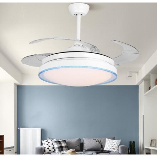 42 Inch Nordic Invisible Restaurant Fan Chandelier Modern Simple Home Quiet Charged Fan Lamp with Remote Control