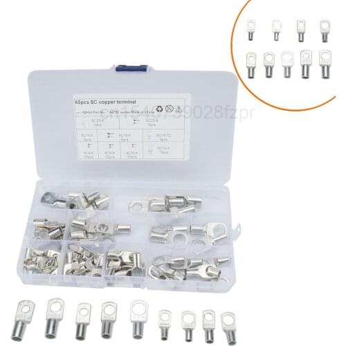 -65pcs Boxed Sc Peep Port Copper Wiring Terminal Is Suitable for Low Voltage Connector of Automobile and Marine Circuit