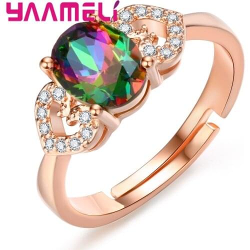 8 Designs 925 Sterling Silver Opening Adjust Wedding Band Ring for Men Woman Clear/Rainbow Mystic Cubic Zircon Party Accessoreis
