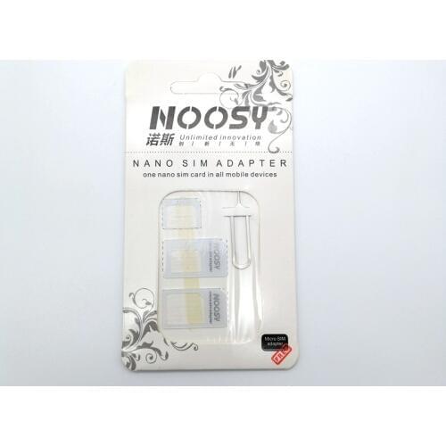 SIM Card Adapter 4 in 1 Noosy Nano Micro SIM Adapter Standard SIM Card Adapters Eject Pin Key For iPhone Samsung