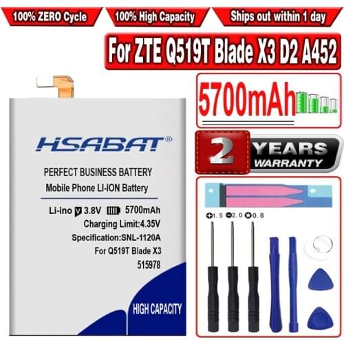 HSABAT E169-515978 515978 5700mAh Battery for ZTE Q519T Blade X3 D2 A452