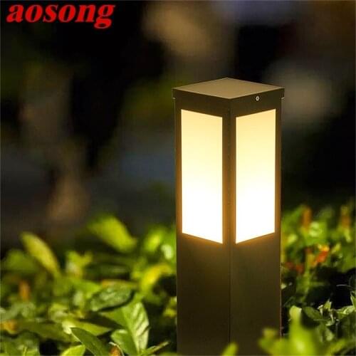 AOSONG Solar Lawn Light Outdoor LED Waterproof Modern Garden Lamp Home Decorative For Villa Duplex Park