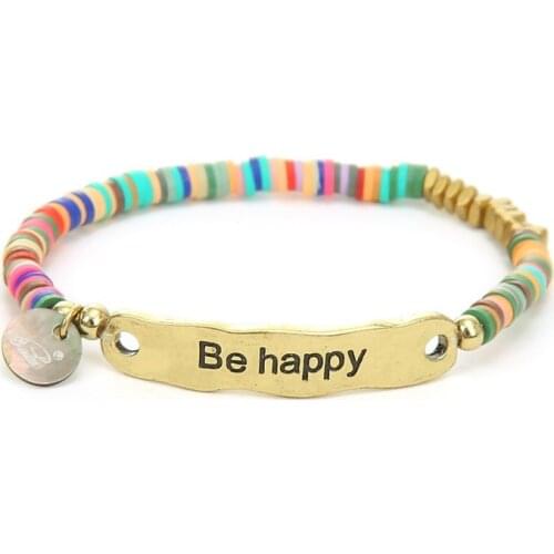 Elastic Bracelet Handmade Ladies Multicolor Alloy With Letters Fashion Female Bracelet Fashion Jewelry Gift For Girlfriend