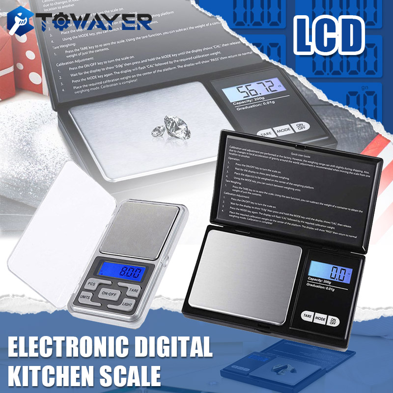 Towayer Electronic Scales Jewelry Gold Balance Weight Gram LCD Pocket Weighting Digital Kitchen Scale With High Precision 0.01g