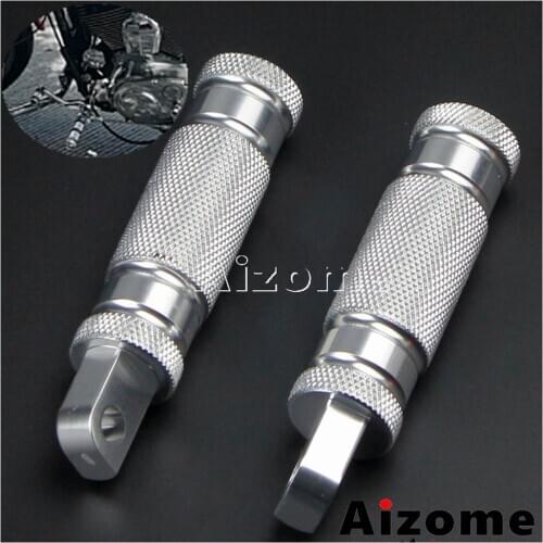Chrome Universal Motorcycle Footrest Foot Pegs Aluminum 10mm Footpegs For Harley Cafe Racer Scrambler Custom Chopper Bobber