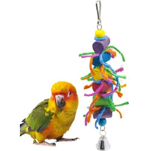 Bird Toys Bird Cage Parrot Block Toy Cylindrical Bell Funny Sisal Parrot Toy Cotton Rope Bird Toys for Parrots