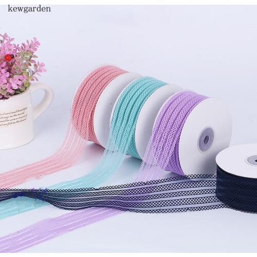 Kewgarden Hollow Elasticity Satin Ribbons 25mm 38mm Handmade Tape DIY Bowknot Ribbon Packing Riband 10 Yards /Roll