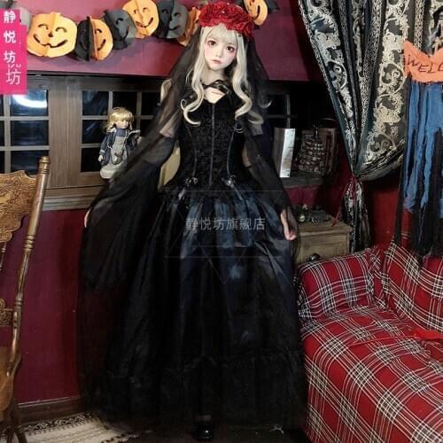Halloween costume ghost bride witch vampire costume masquerade cosplay costume goth long skirt female